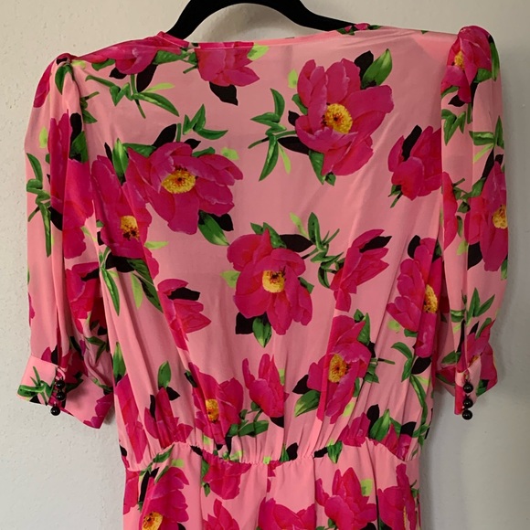 The Kooples Mini Faux Wrap Silk “Peony in Love” Floral Pink Party Dress, NWT! - Picture 12 of 17